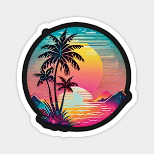 ⭐⭐⭐⭐⭐ summer tropical sunset palm tree beach Magnet