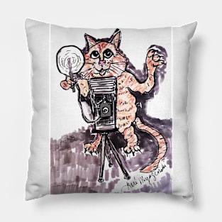 Cat taking photos Pillow