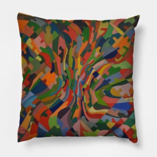 Colourful Abstract Jigsaw Painting Pillow