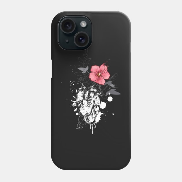 Anatomical heart with flower Phone Case by Kisho