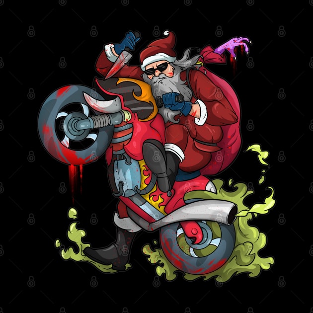 Zombie Biker Santa Motorcycle Christmas by Trendy Black Sheep