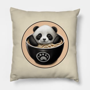 Cute Baby Panda Bear Bathing In A Bowl Of Ramen Pillow