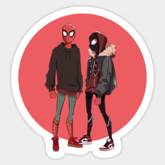 Peter Parker Miles Morales Spider Man Sticker Teepublic Uk