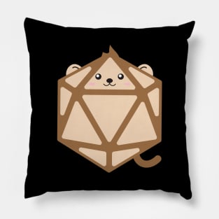 Polyhedral 20 Sided Dice Monkey - Tabletop RPG and Animal Lovers Mashup Pillow