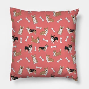 Cute corgi pattern - pink Pillow