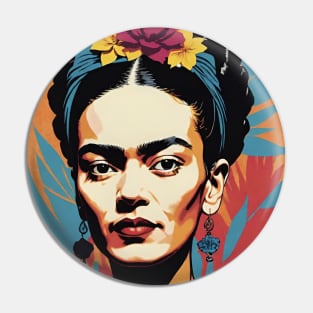 Frida's Radiant Reverie: Colorful Portrait Pin