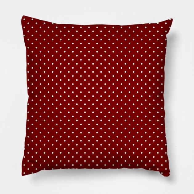 Large White Polka Dots On Dark Christmas Candy Apple Red Pillow by podartist