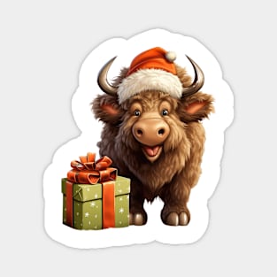 Baby Christmas Bison With Gift Magnet