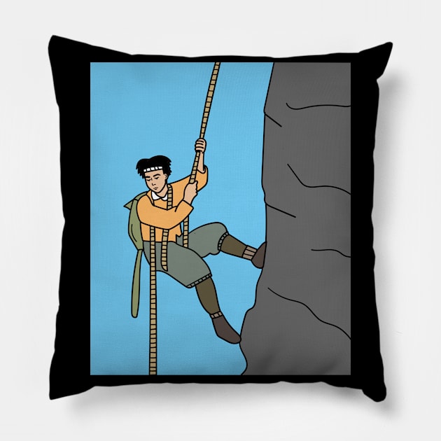 Retro Climbing Hiking In Nature Pillow by flofin