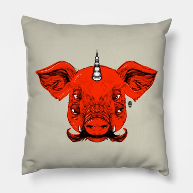 Mutant Pig Unicorn Pillow by fakeface