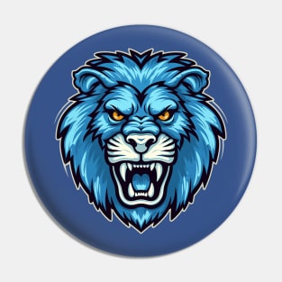 Loin Face in Blue Tones Pin