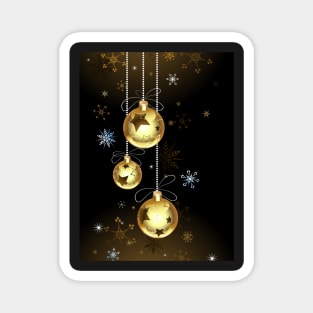 Gold Christmas baubles Magnet