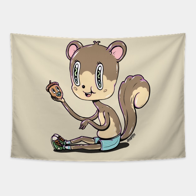 Squirrel girl and her baby acorn~ Tapestry by amaeore