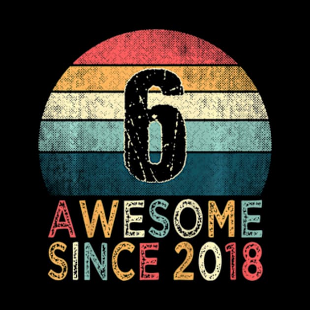 Kids 6Th Birthday Retro 6 Years Old Awesome Since 2018 by Zoe Hill Autism