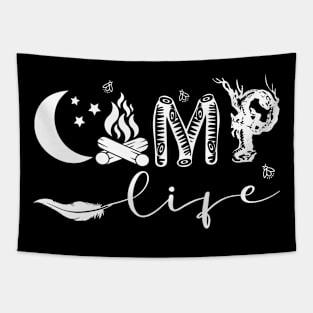 Camp Life typography tshirt funny camping gift t-shirt Tapestry