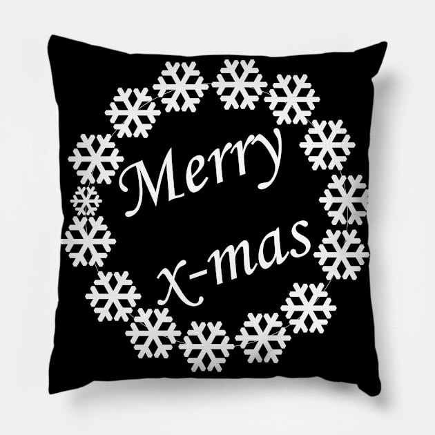 Merry X-mas Typography Design - Black and White Pillow by art-by-shadab