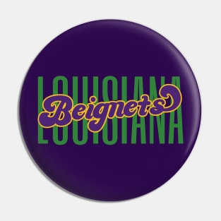 Louisiana Beignets Mardi Gras Pin