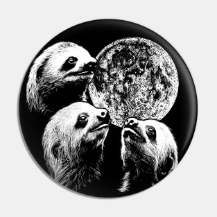 3 Sloth Moon Howling Raccoon Head Funny Wolf Pin