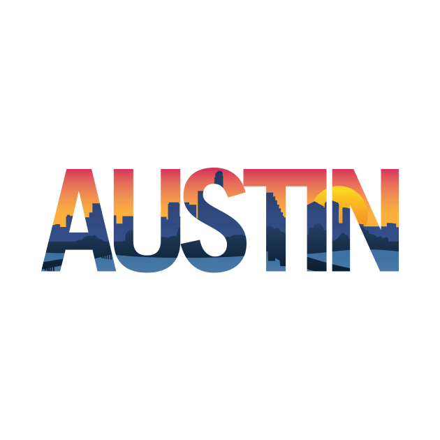 Austin Texas City Skyline Typography Overlay by hobrath