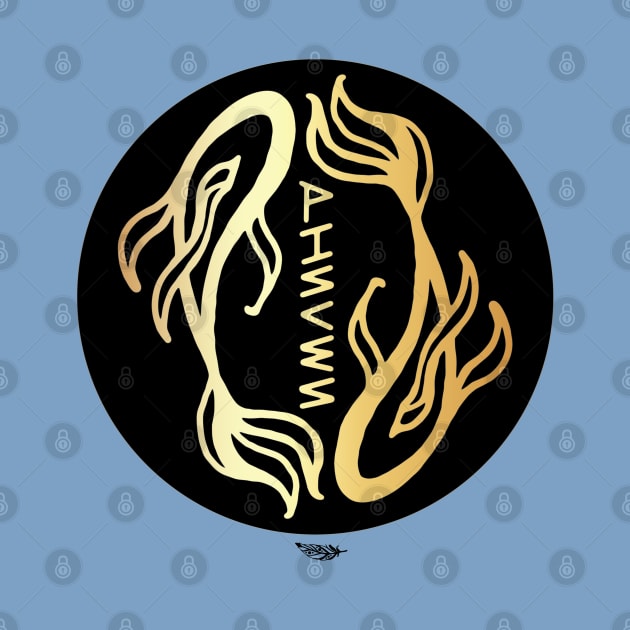 Pisces Golden Zodiac Symbol by FreeSpiritMeg