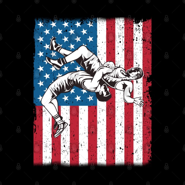 Wrestling - Wrestlers American Flag by Kudostees