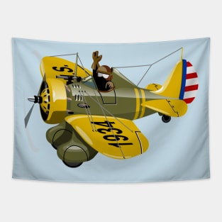 Cartoon Retro Fighter Plane Tapestry