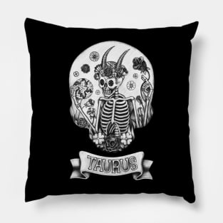 Zodiac taurus skull. Pillow