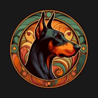 Doberman Dog Lovers Gift - Art Nouveau - Doberman Pinscher T-Shirt