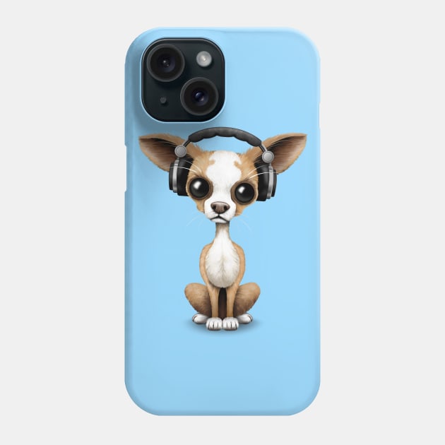 Cute Chihuahua Puppy Dog Wearing Headphones Phone Case by jeffbartels