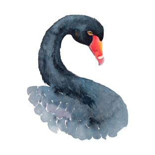 Black Swan - Australian bird loose watercolour T-Shirt