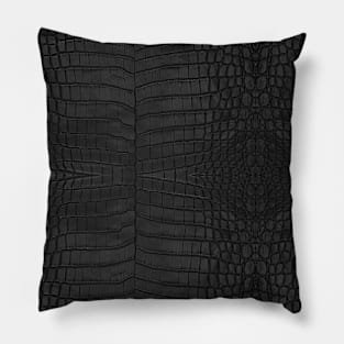 Black Crocodile Leather Print Pillow