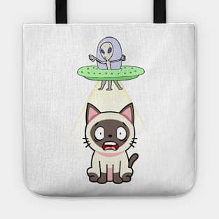 Cute siamese cat is abducted by aliens Tote