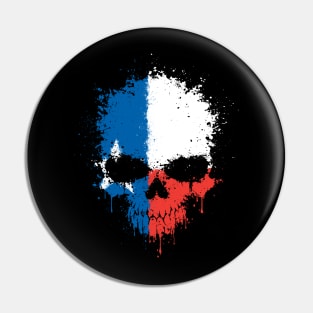 Chaotic Texas Flag Splatter Skull Pin