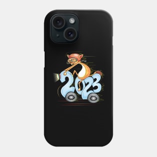 Happy New Year 2023 Cat Riding Moto Phone Case