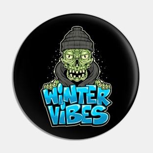 Skull Winter Vibes Pin