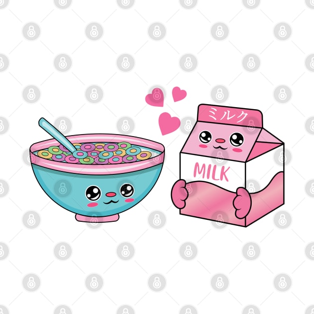 All i need is cereal and milk, Kawaii cereal and milk cartoon. by JS ARTE