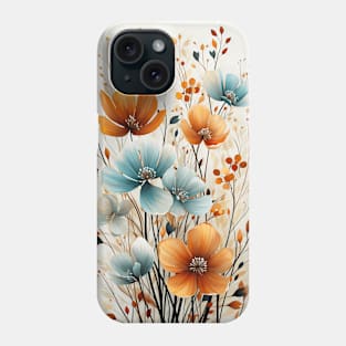 Fall Theme Floral Watercolor, Autumn Nature Aesthetic Phone Case