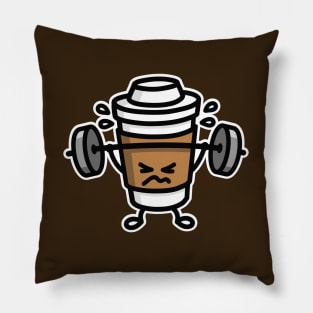 Strong coffee - lift workout cartoon gym fitness Pillow