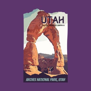 Arches National Park, Utah - for adventure lover, camping, hiking, outdoor, wildflower, mountain, waterfall, road trip, desert, Retro vintage comic style design T-Shirt