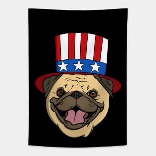 Pug Face American Top Hat Tapestry