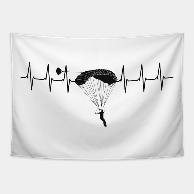 Parachute Heartbeat Skydiving Sykdive Pulse Tapestry by Foxxy Merch