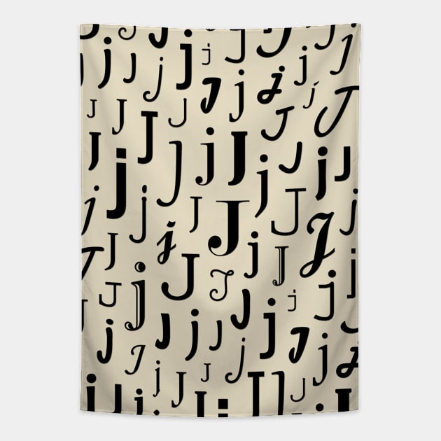 J - Typography (Black) Tapestry by gillianembers