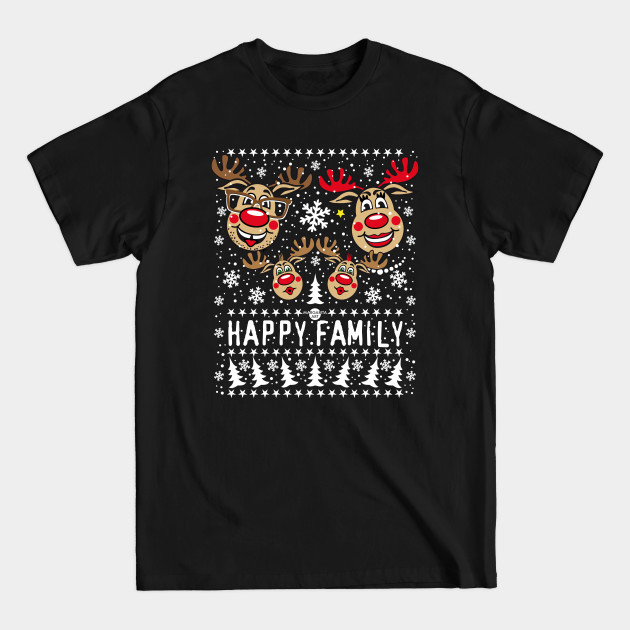 Discover 100 Reindeer Rudolph HAPPY FAMILY 2 Children - Family Christmas - T-Shirt