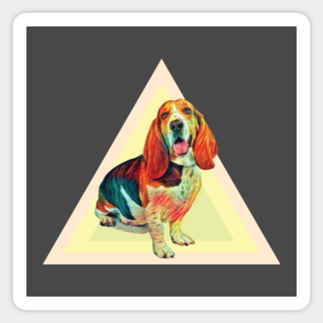 Basset Hound Hounds Colorful Triangle Hippie Hippy Rainbow Hipster