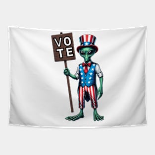 Alien Vote Shirt, 2024 Election Shirt, Funny Alien Tshirt, Trump 2024, Biden 2024 Tapestry