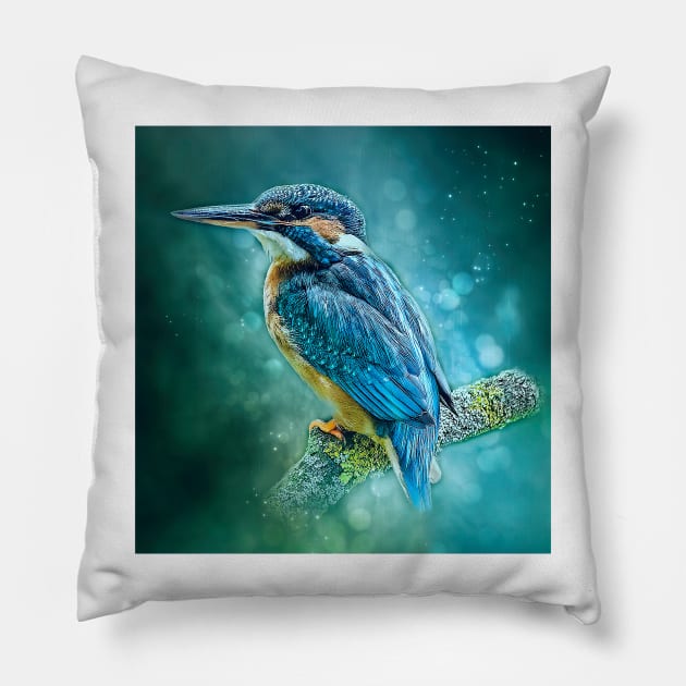 Alert Kingfisher Pillow by Tarrby