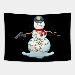 Police Snowman Christmas Lights Shirt Boy Kid Men Gift Tapestry