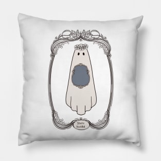 Cute Ghost Illustration in art nouveau frame |Self Love Quote | Cute Halloween Wall Art| Pillow