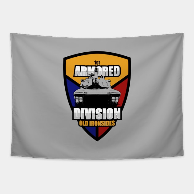 M1 Abrams 1st Armored Division Shield Tapestry by TCP