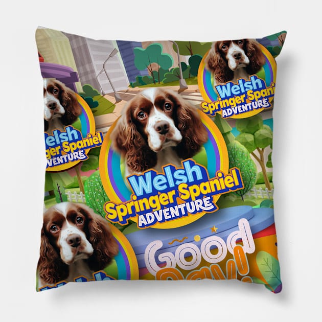 Welsh Springer Spaniel puppy Pillow by Puppy & cute